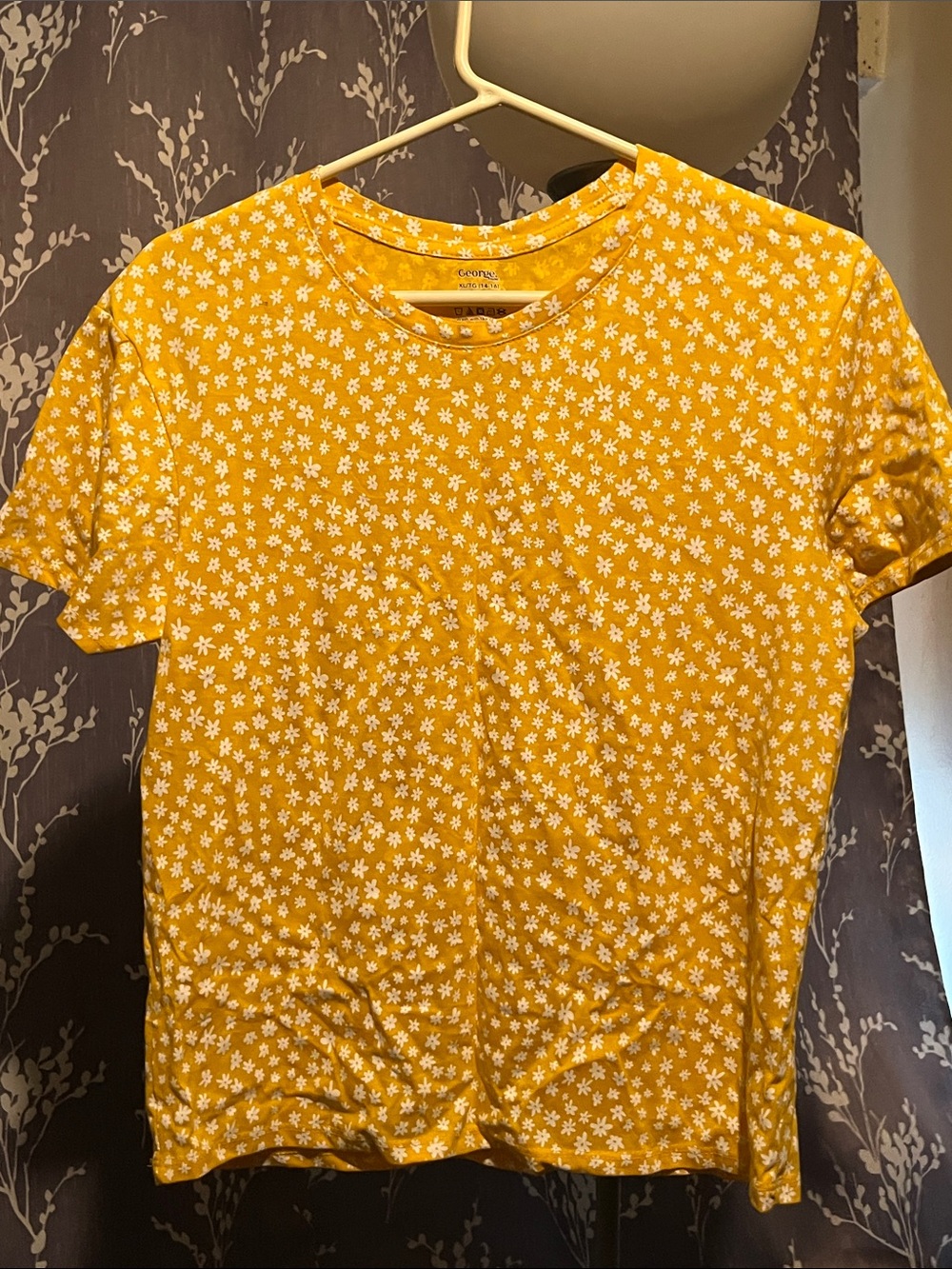 Girls Yellow Floral Crewneck Tee